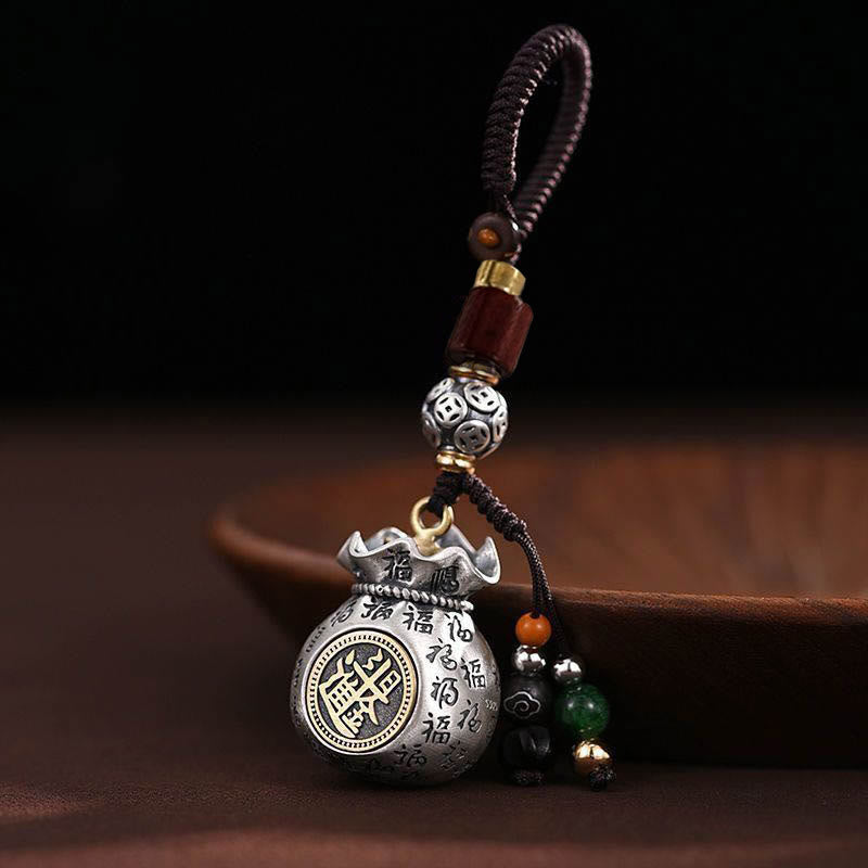 Bolsa de dinero con el personaje Fu de Buddha Stones que gana dinero todos los días llavero de la fortuna