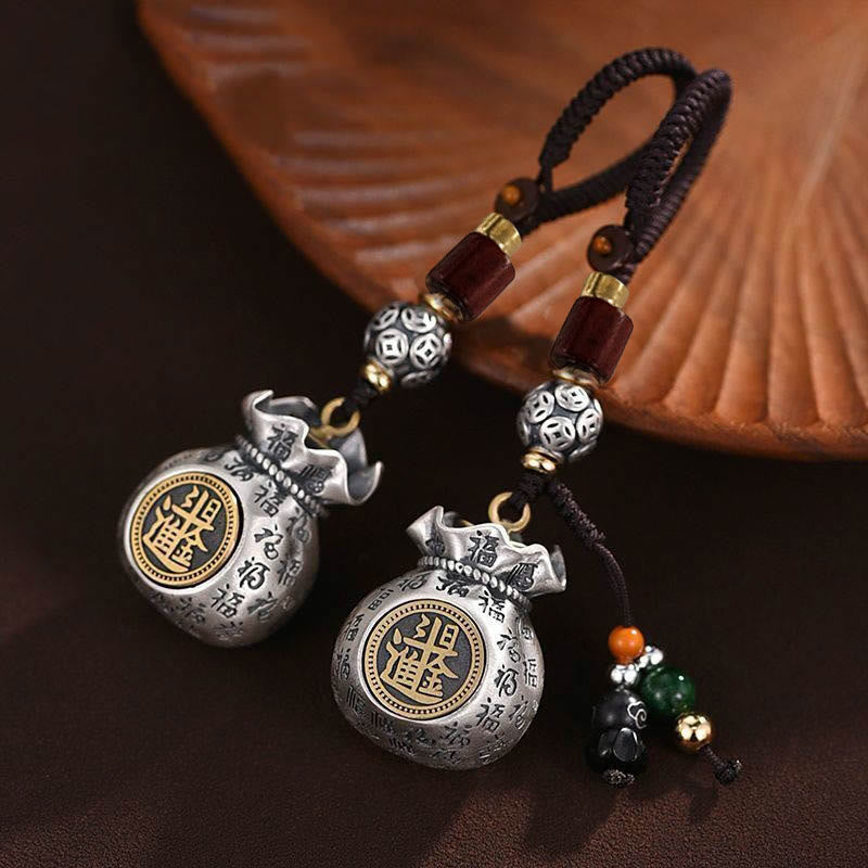 Bolsa de dinero con el personaje Fu de Buddha Stones que gana dinero todos los días llavero de la fortuna