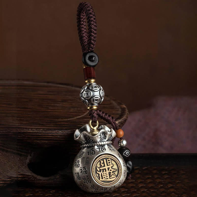 Bolsa de dinero con el personaje Fu de Buddha Stones que gana dinero todos los días llavero de la fortuna