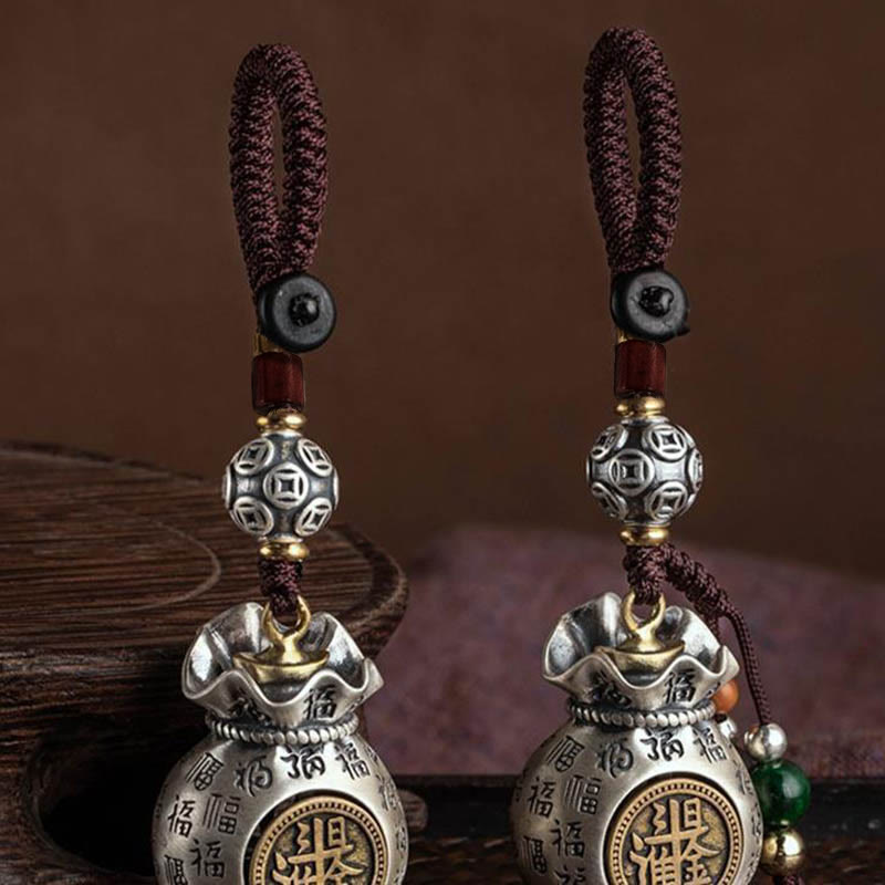 Bolsa de dinero con el personaje Fu de Buddha Stones que gana dinero todos los días llavero de la fortuna