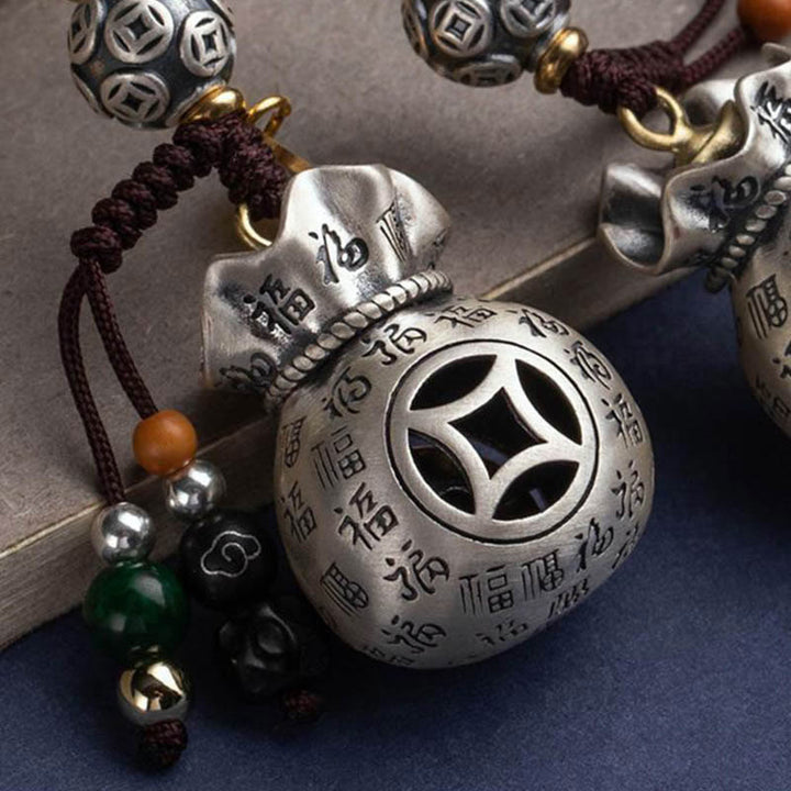 Bolsa de dinero con el personaje Fu de Buddha Stones que gana dinero todos los días llavero de la fortuna