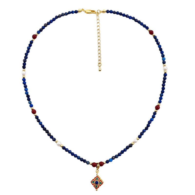 Collar con colgante de perla positiva de lapislázuli y lazurita con Buddha Stones - image 7