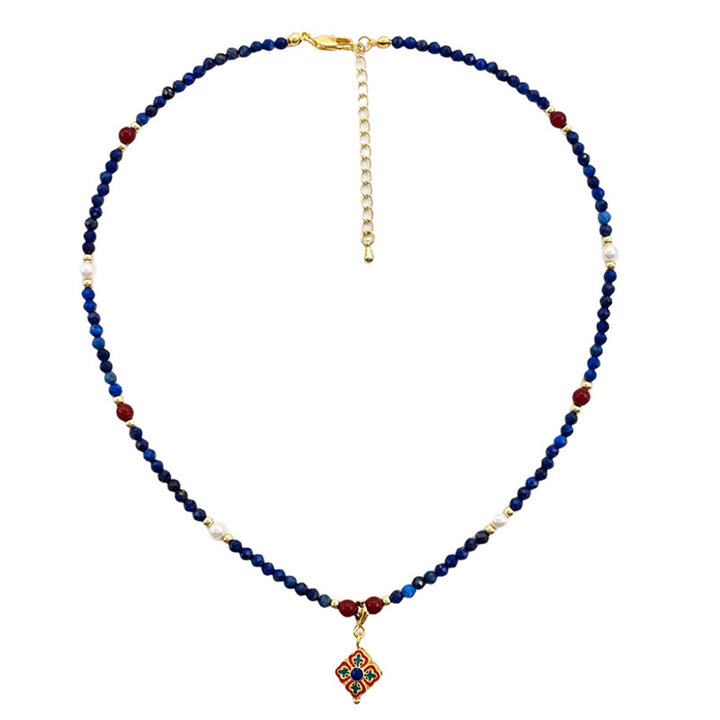 Collar con colgante de perla positiva de lapislázuli y lazurita con Buddha Stones - image 7