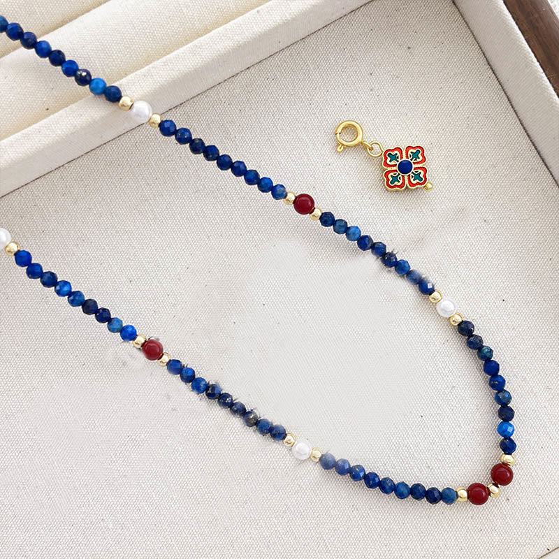 Collar con colgante de perla positiva de lapislázuli y lazurita con Buddha Stones - image 8