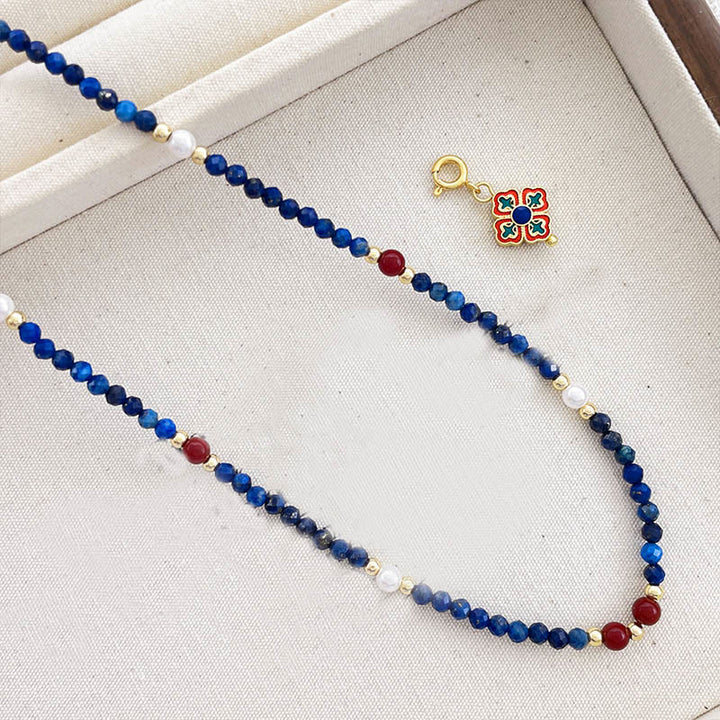 Collar con colgante de perla positiva de lapislázuli y lazurita con Buddha Stones - image 8