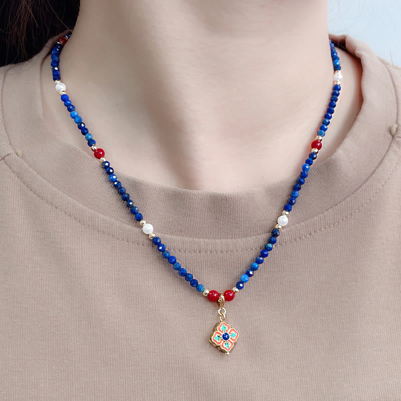 Collar con colgante de perla positiva de lapislázuli y lazurita con Buddha Stones - image 4