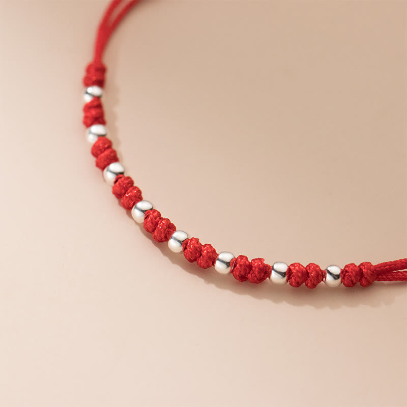 Pulsera de la suerte ajustable con cuentas de hilo rojo de plata de ley 925 y Buddha Stones - image 12