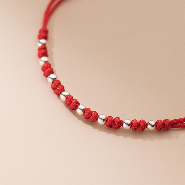 Pulsera de la suerte ajustable con cuentas de hilo rojo de plata de ley 925 y Buddha Stones - image 12
