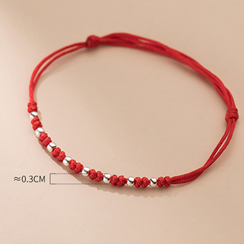 Pulsera de la suerte ajustable con cuentas de hilo rojo de plata de ley 925 y Buddha Stones - image 10