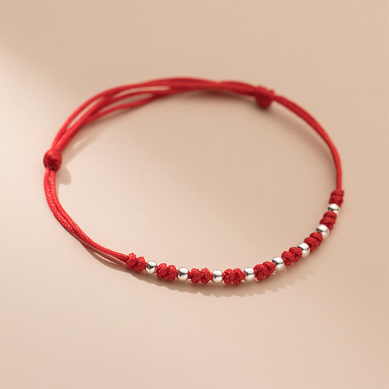 Pulsera de la suerte ajustable con cuentas de hilo rojo de plata de ley 925 y Buddha Stones - image 8