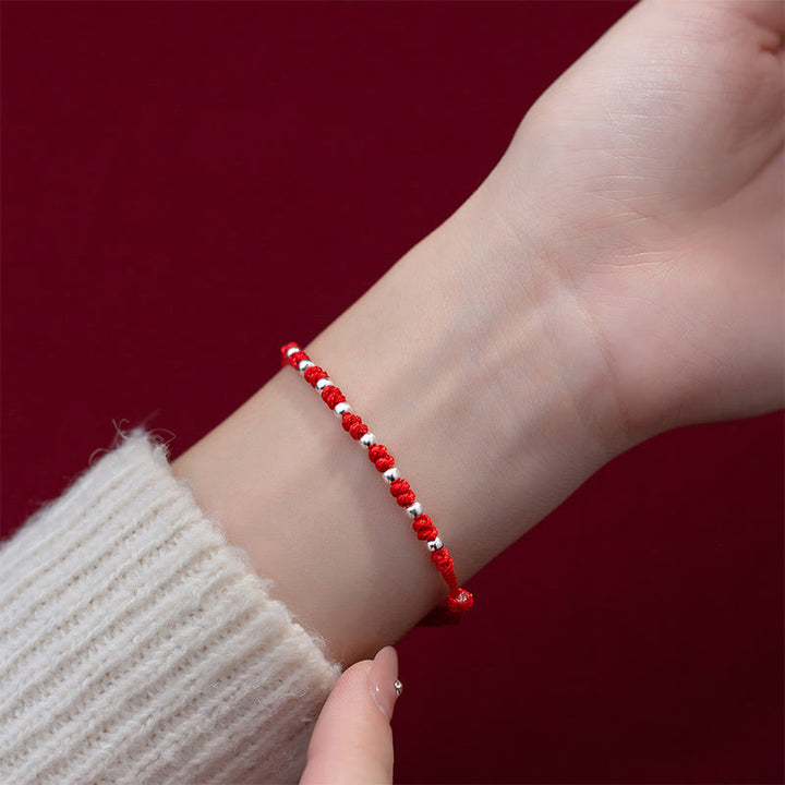 Pulsera de la suerte ajustable con cuentas de hilo rojo de plata de ley 925 y Buddha Stones - image 15