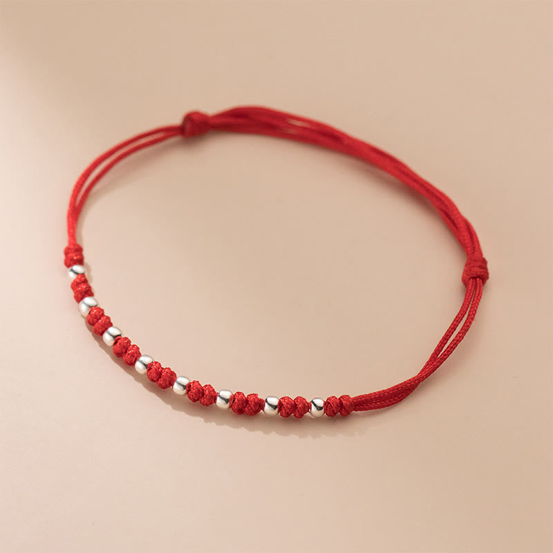 Pulsera de la suerte ajustable con cuentas de hilo rojo de plata de ley 925 y Buddha Stones - image 8