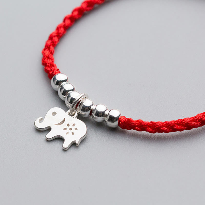 Pulsera de la suerte con Buddha Stones en plata de ley 925, forma de elefante, copo de nieve y hilo rojo - image 3