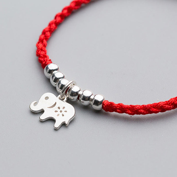 Pulsera de la suerte con Buddha Stones en plata de ley 925, forma de elefante, copo de nieve y hilo rojo - image 3