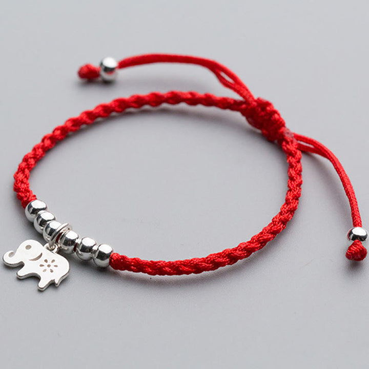 Pulsera de la suerte con Buddha Stones en plata de ley 925, forma de elefante, copo de nieve y hilo rojo - image 2