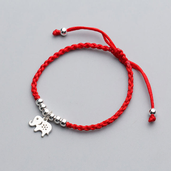 Pulsera de la suerte con Buddha Stones en plata de ley 925, forma de elefante, copo de nieve y hilo rojo - image 1