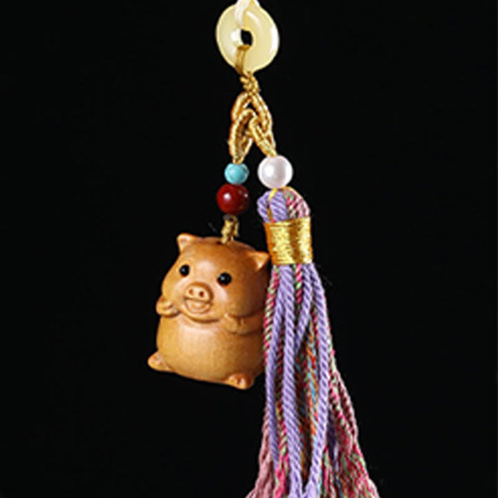 Llavero con borlas coloridas y Buddha Stones de sándalo, 12 bendiciones del zodiaco chino - image 34