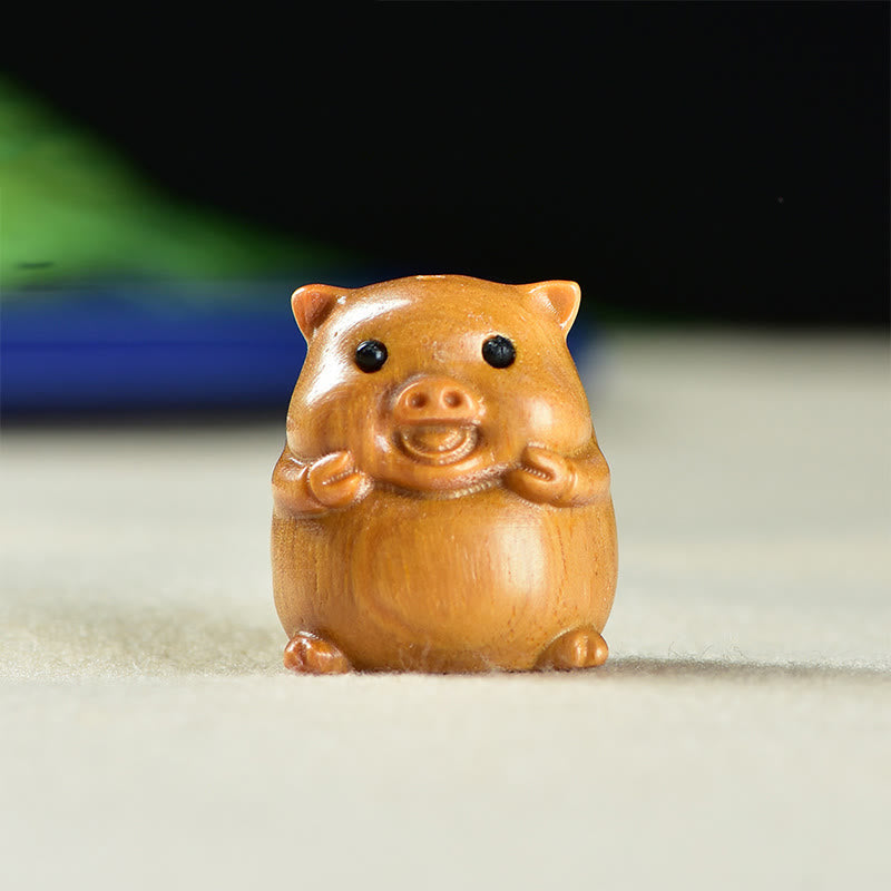 Buddha Stones, sándalo verde, hoja pequeña, sándalo rojo, cerdos adorables, animales, decoración positiva - Cerdo de sándalo (25 x 23 x 23 mm) - image 6