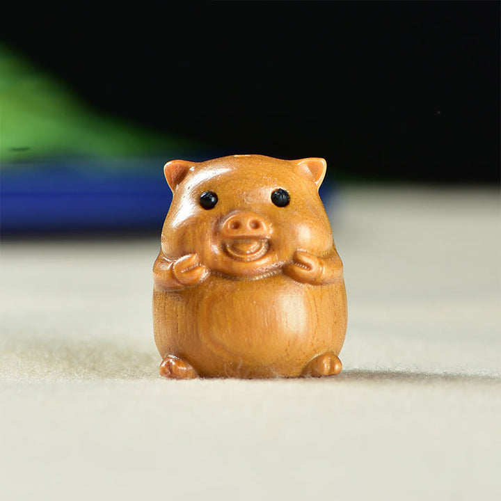Buddha Stones, sándalo verde, hoja pequeña, sándalo rojo, cerdos adorables, animales, decoración positiva - Cerdo de sándalo (25 x 23 x 23 mm) - image 6