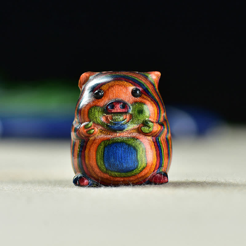 Buddha Stones, sándalo verde, hoja pequeña, sándalo rojo, cerdos adorables, animales, decoración positiva - Cerdo de eucalipto arcoíris (25 x 23 x 23 mm) - image 13