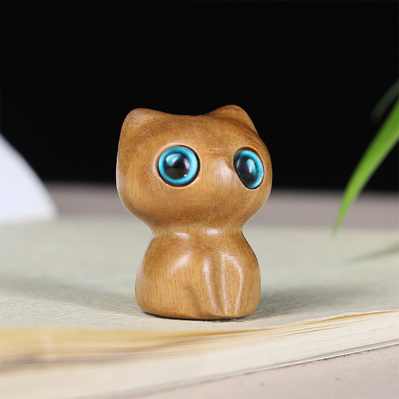 Buddha Stones, madera de ébano, hoja pequeña, sándalo rojo, animales lindos, gatos, decoración tranquila - Sándalo verde (33*24*21 mm) - image 5