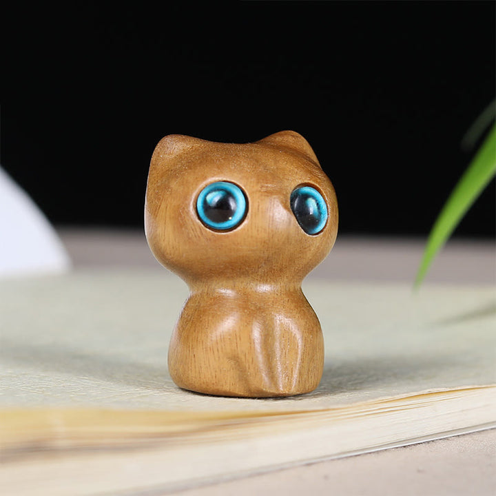 Buddha Stones, madera de ébano, hoja pequeña, sándalo rojo, animales lindos, gatos, decoración tranquila - Sándalo verde (33*24*21 mm) - image 5