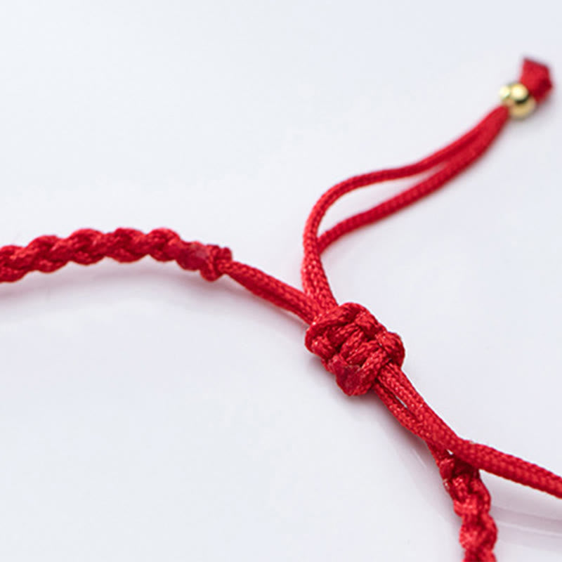 Pulsera trenzada de hilo rojo con cuentas de oro bañadas en plata de ley 925 y Buddha Stones - image 16