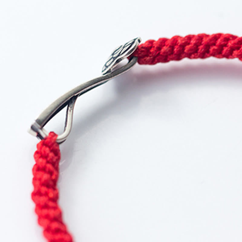 Pulsera trenzada de hilo rojo Ruyi "As One Wishes" de plata de ley 925 con Buddha Stones retro - image 10
