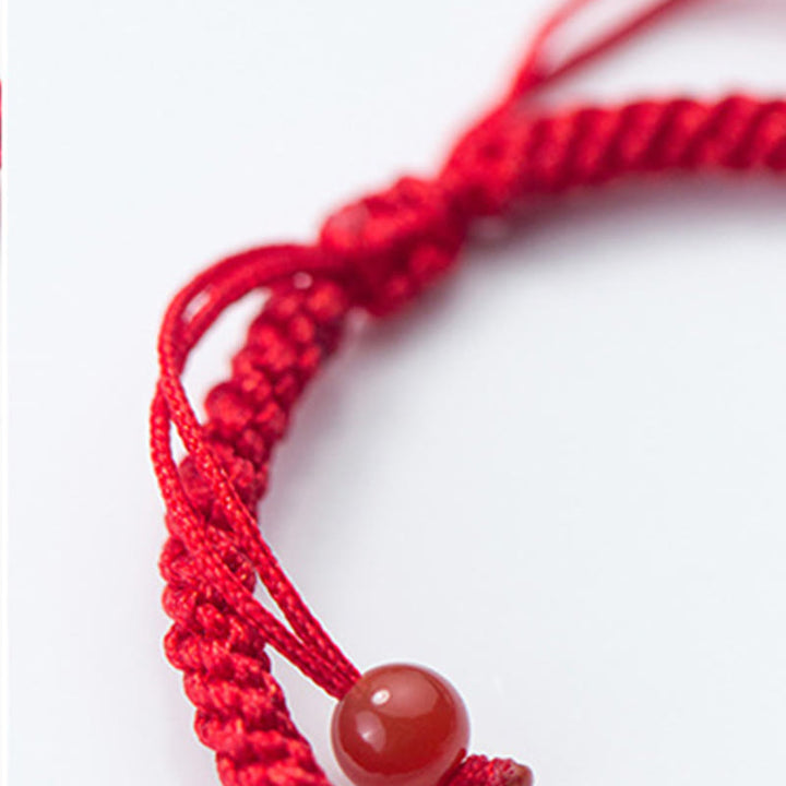 Pulsera trenzada de hilo rojo Ruyi "As One Wishes" de plata de ley 925 con Buddha Stones retro - image 11