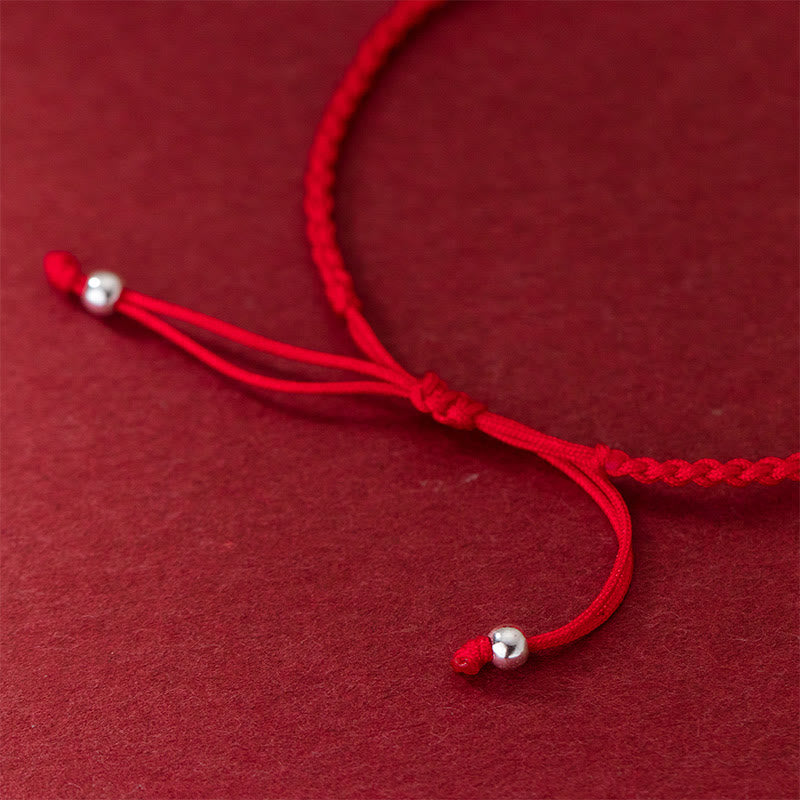 Pulsera retro Buddha Stones de plata de ley 925 con trébol de cuatro hojas, perla y hilo rojo de la suerte - image 5
