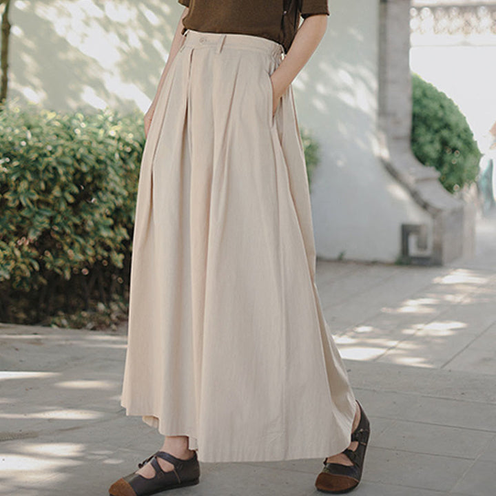 Pantalones casuales de algodón sueltos y lisos para mujer, de Buddha Stones, con pernera ancha y bolsillos - image 2