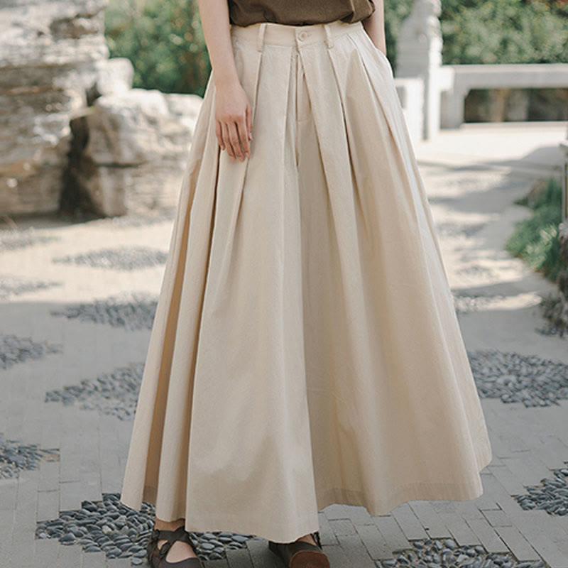 Pantalones casuales de algodón sueltos y lisos para mujer, de Buddha Stones, con pernera ancha y bolsillos - image 3