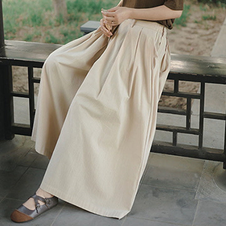 Pantalones casuales de algodón sueltos y lisos para mujer, de Buddha Stones, con pernera ancha y bolsillos - image 6