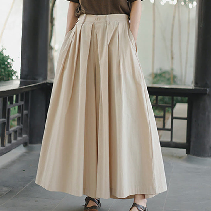 Pantalones casuales de algodón sueltos y lisos para mujer, de Buddha Stones, con pernera ancha y bolsillos - image 8