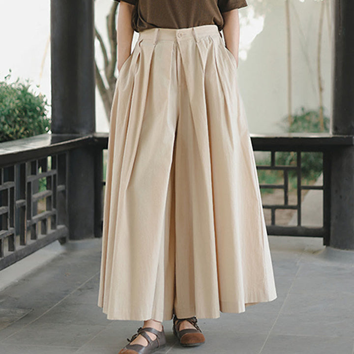 Pantalones casuales de algodón sueltos y lisos para mujer, de Buddha Stones, con pernera ancha y bolsillos - image 7