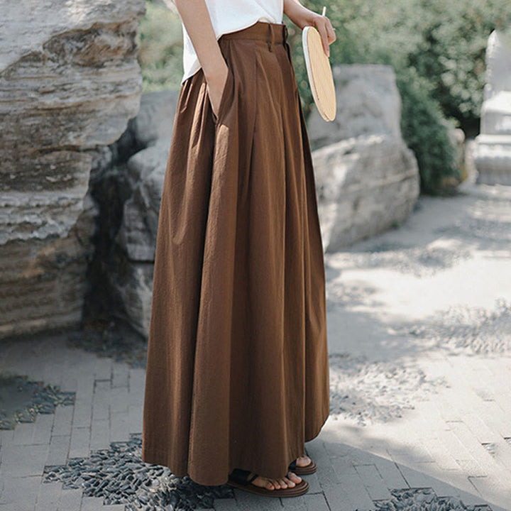 Pantalones casuales de algodón sueltos y lisos para mujer, de Buddha Stones, con pernera ancha y bolsillos - image 16