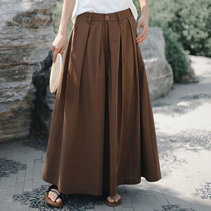 Pantalones casuales de algodón sueltos y lisos para mujer, de Buddha Stones, con pernera ancha y bolsillos - image 18