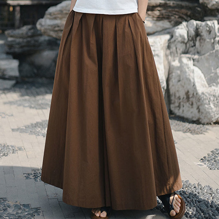 Pantalones casuales de algodón sueltos y lisos para mujer, de Buddha Stones, con pernera ancha y bolsillos - image 17