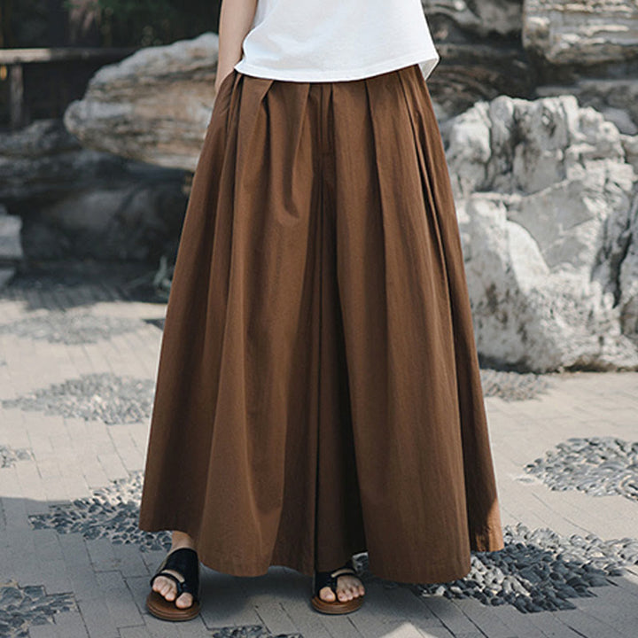 Pantalones casuales de algodón sueltos y lisos para mujer, de Buddha Stones, con pernera ancha y bolsillos - image 24