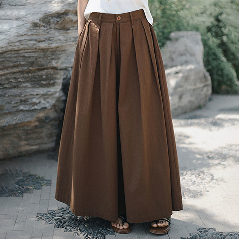 Pantalones casuales de algodón sueltos y lisos para mujer, de Buddha Stones, con pernera ancha y bolsillos - image 20