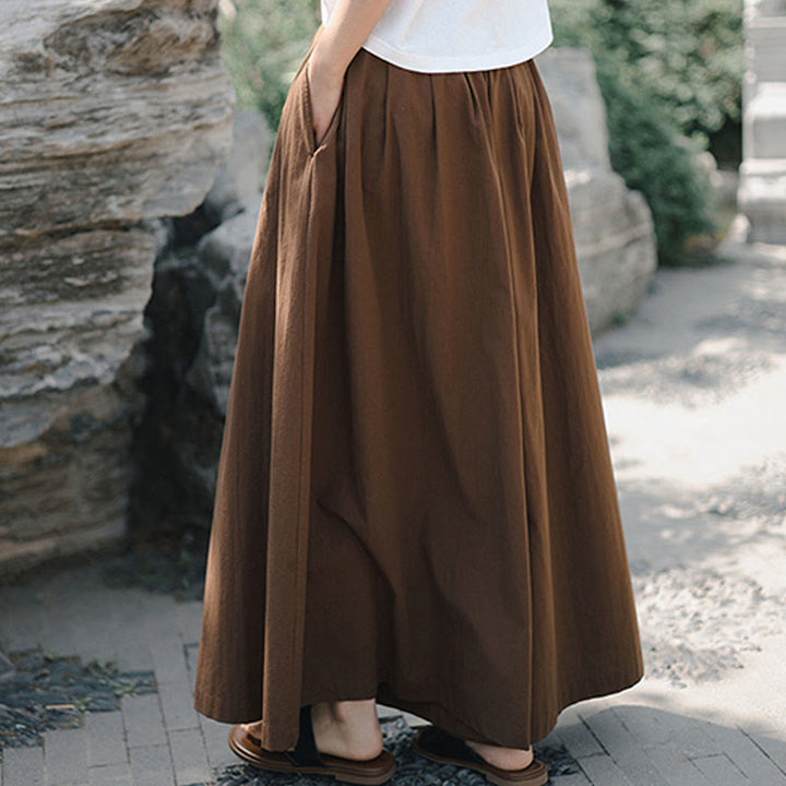Pantalones casuales de algodón sueltos y lisos para mujer, de Buddha Stones, con pernera ancha y bolsillos - image 19