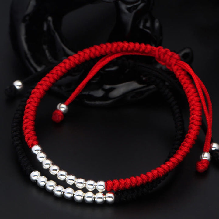 Pulsera de la suerte con cuentas simples de Buddha Stones en plata de ley 925 estilo retro con nudo - image 5