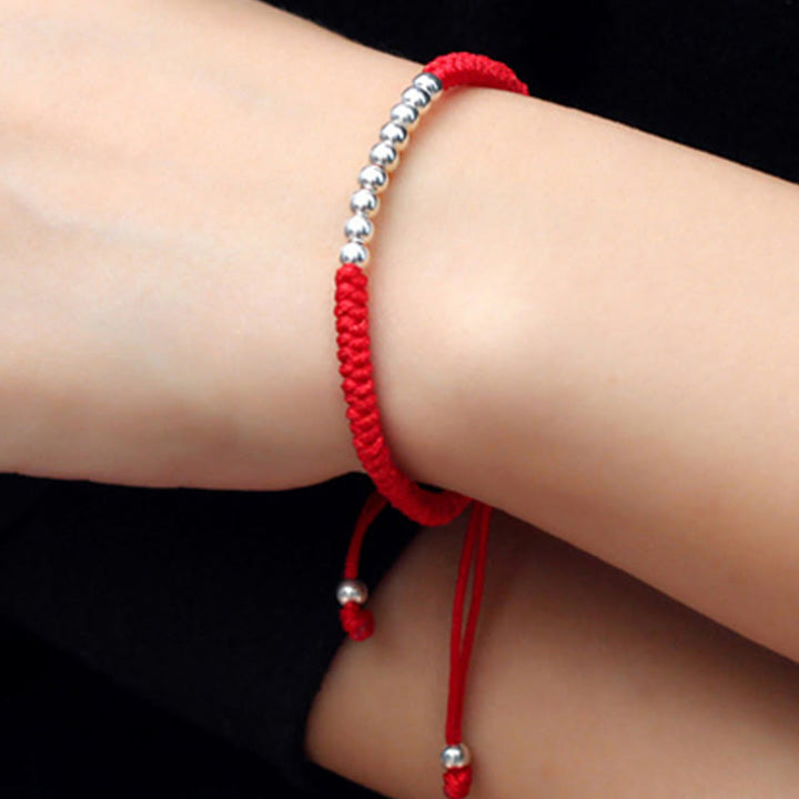 Pulsera de la suerte con cuentas simples de Buddha Stones en plata de ley 925 estilo retro con nudo - image 6