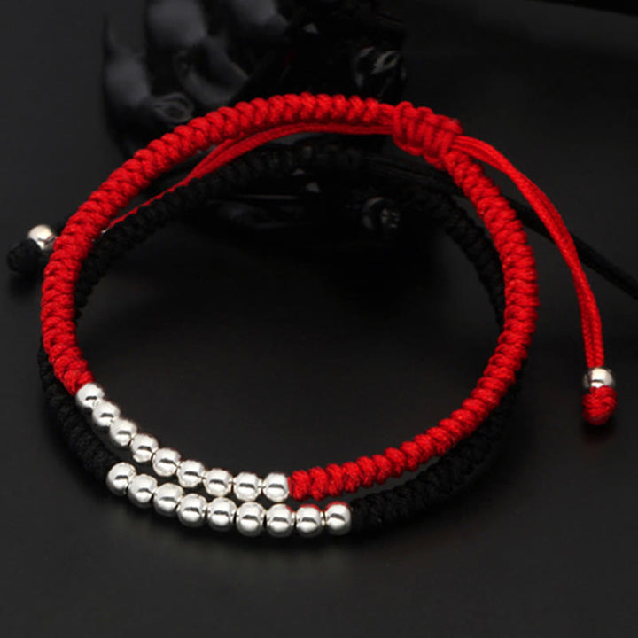 Pulsera de la suerte con cuentas simples de Buddha Stones en plata de ley 925 estilo retro con nudo - image 4