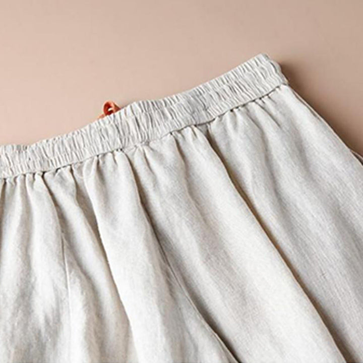 Pantalones casuales Buddha Stones de algodón con dobladillo con abertura para mujer, de pierna ancha y bolsillos, de largo 7-8 - image 3