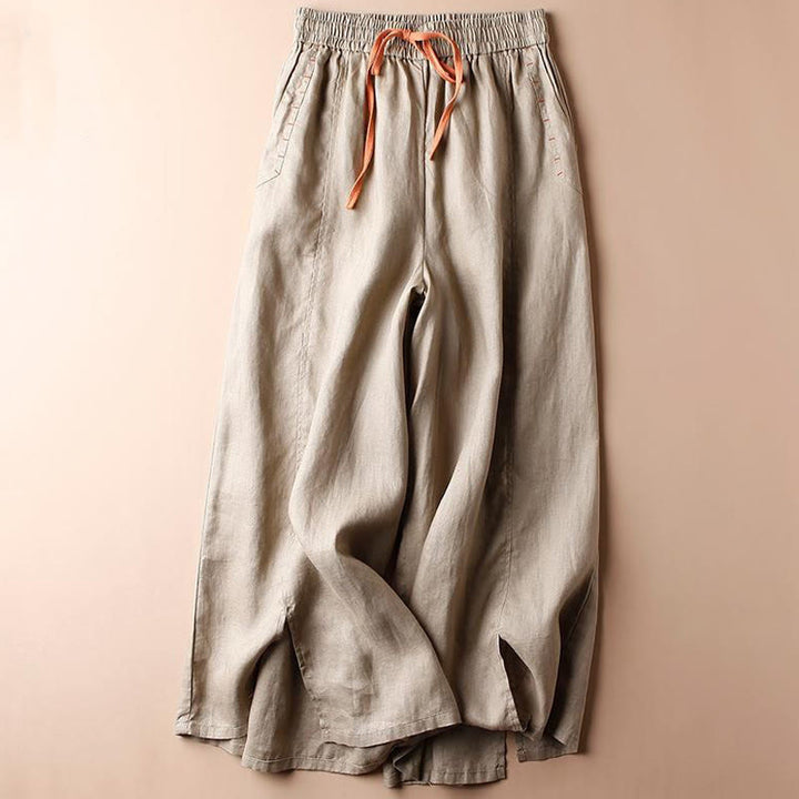 Pantalones casuales Buddha Stones de algodón con dobladillo con abertura para mujer, de pierna ancha y bolsillos, de largo 7-8 - BurlyWood - US8-10，UK/AU12-14，EU40-42 (2XL) - image 8