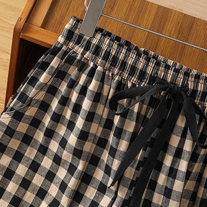 Pantalones casuales de algodón con costuras de Buddha Stones, de pierna ancha y bolsillos para mujer, tallas 7-8 - image 7