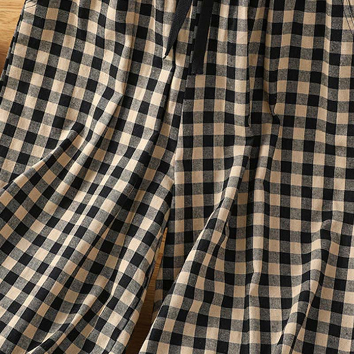 Pantalones casuales de algodón con costuras de Buddha Stones, de pierna ancha y bolsillos para mujer, tallas 7-8 - image 4