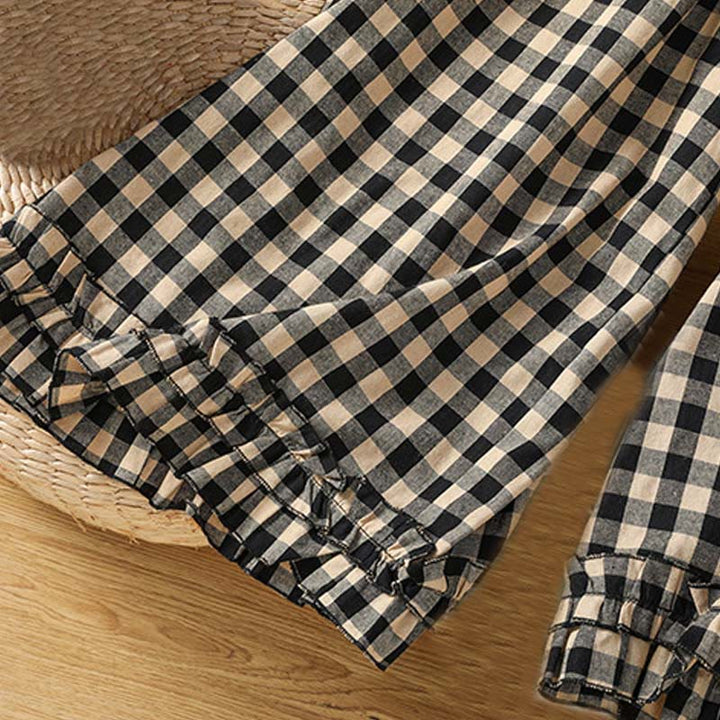 Pantalones casuales de algodón con costuras de Buddha Stones, de pierna ancha y bolsillos para mujer, tallas 7-8 - image 5