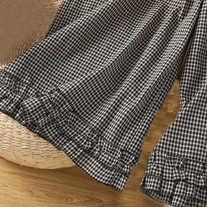 Pantalones casuales de algodón con costuras de Buddha Stones, de pierna ancha y bolsillos para mujer, tallas 7-8 - image 12